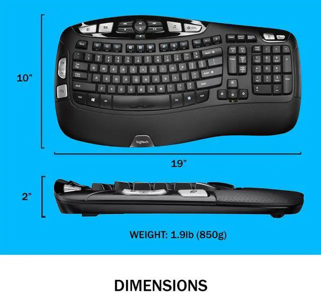 Alt view image 7 of 7 - Logitech MK670 Comfort Wave Wireless Keyboard & Mouse Combo Travel Home Office Modern Bundle for PC & Laptop, Pack of 2