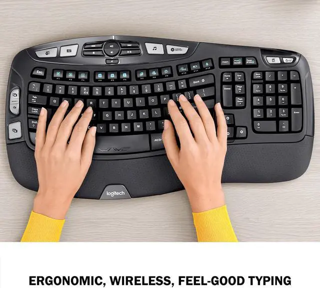 Alt view image 3 of 7 - Logitech MK670 Comfort Wave Wireless Keyboard & Mouse Combo Travel Home Office Modern Bundle for PC & Laptop, Pack of 2