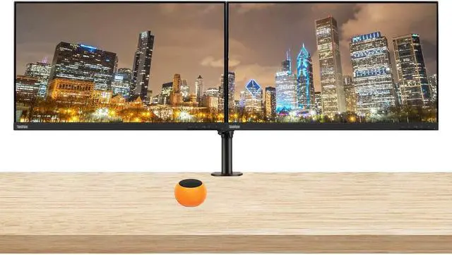 Main image of Lenovo ThinkVision S24e-20 23.8" Full HD 1920 x 1080 WLED LCD Monitor 2-Pack Bundle with Mini Glow in the Dark Speaker, 250 Nit, FreeSync, HDMI-VGA, Raven Black, & Adjustable Desk Mount Monitor Stand