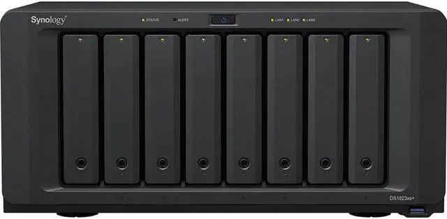 Main image of Synology DiskStation DS1823xs+ NAS Server with Ryzen 3.35GHz CPU, 32GB Memory, 32TB HDD Storage, 1TB M.2 NVMe SSD, 1 x 10GbE LAN Port, DSM Operating System