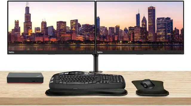 Main image of Lenovo ThinkVision T22i 22-inch 1920 x 1080 LED FHD LCD, 2-Pack Bundle with HDMI, DisplayPort, USB Hub, Dual Monitor Stand, ThinkPad USB-C Dock, MK670 Wireless Keyboard & Mouse, Gel Mouse & Wrist Pad