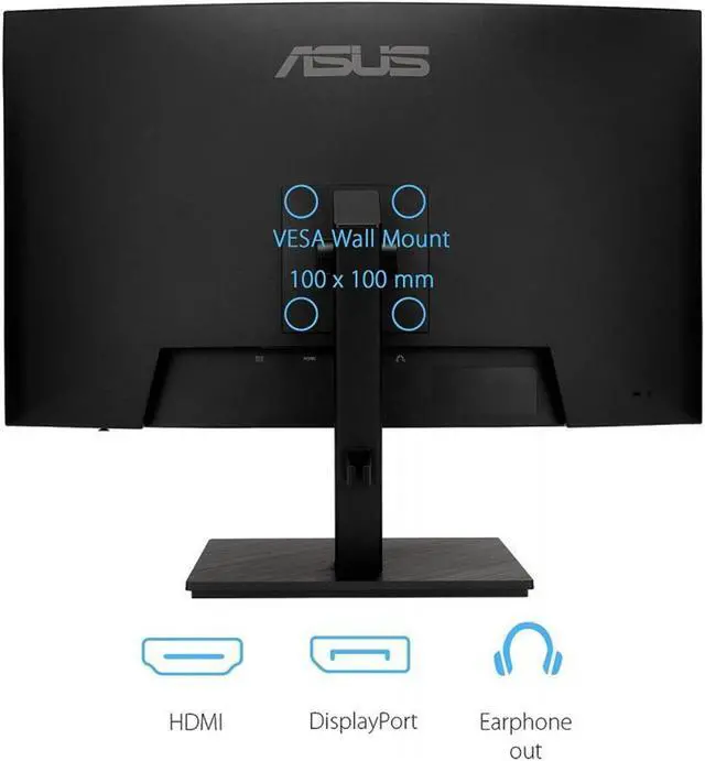 Alt view image 2 of 6 - Asus VA27VQSE Curved 27-inch 1080P Full HD Frameless 1 ms 75Hz LCD Gaming Monitor, 2-Pack Bundle with DisplayPort, HDMI, Integrated Speaker, Desk Mount Dual Monitor Stand