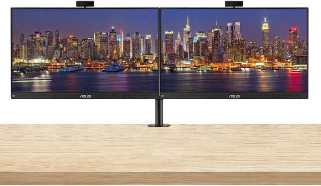 Main image of Asus BE24EQK 24-inch 1080P FHD Frameless IPS Business Monitor, 2-Pack Bundle with Full HD Webcam, Mic Array, Speakers, DisplayPort, HDMI, Desk Mount Dual Monitor Stand