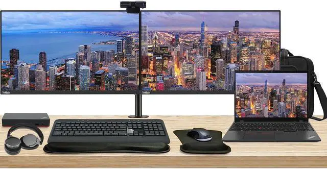 Main image of Lenovo T16 Gen 2 Touchscreen 16" Ryzen 7, 16GB RAM, 512GB SSD, Windows 11 Pro ThinkPad Bundle with 2 x ThinkVision T24i 24" Monitors, Dual Stand, USB-C Dock, Keyboard & Mouse, Webcam, Headphones, Bag