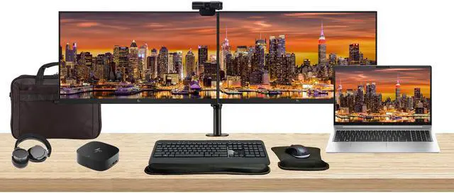 Main image of HP ProBook 450 G10 15.6" i7, 16GB RAM, 512GB SSD, Bundle with 2 x EliteDisplay E24 24" Monitors, Dual Stand, USB-C Dock, MK540 Wireless Keyboard and Mouse, Gel Pad, Webcam, Headphones, Bag