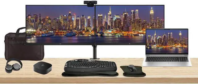 Main image of HP EliteBook 655 G10 15.6" Ryzen 7, 16GB RAM, 512GB SSD, Windows 11 Pro Notebook Bundle with 2 x EliteDisplay E24 24" Monitors, Dual Stand, USB-C Dock, Keyboard and Mouse, Webcam, Headphones, Bag