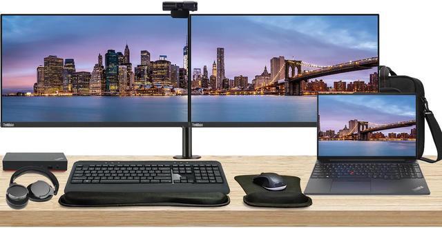 Main image of Lenovo E16 16" Ryzen 5, 8GB RAM, 256GB SSD, Notebook Bundle with 2 x ThinkVision T24i 24" Monitors, Dual Stand, USB-C Dock, MK540 Wireless Keyboard & Mouse, Gel Pad, Webcam, Headphones, Bag