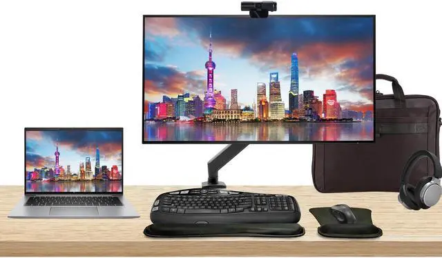 Main image of HP Notebook ZBook Firefly G10 Touchscreen 14" Ryzen 7 Pro, 32GB RAM, 512GB SSD, Windows 11 Pro, Z Display Z32k 32" 4K Monitor Bundle, Mount, Keyboard and Mouse, Webcam, Wireless Headphones and Bag