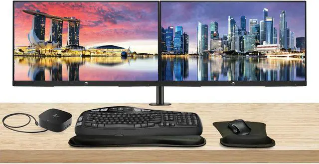 Main image of HP V27i G5 27 inch 1920 x 1080 FHD LCD Monitor, 2-Pack Bundle with HDMI, VGA, and Display Port, Stand, MK670 Wireless Keyboard and Mouse, Wrist Pad, and USB-C Dock