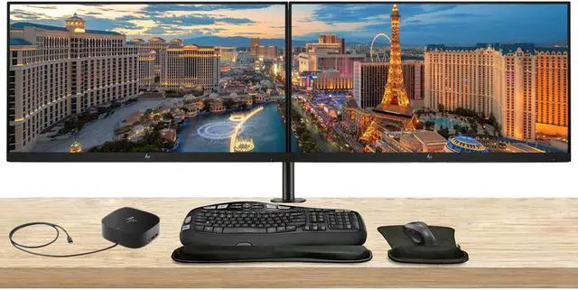 Main image of HP EliteDisplay E24u G5 24 inch FHD LCD IPS Monitor, 2-Pack Bundle with HDMI, USB-C, Ethernet, Display Port, Stand, MK670 Wireless Keyboard and Mouse, Wrist Pad, and USB-C Dock