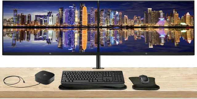 Main image of HP EliteDisplay E24u G5 24 inch FHD LCD IPS Monitor, 2-Pack Bundle with HDMI, USB-C, Ethernet, Display Port, Stand, MK270 Wireless Keyboard and Mouse, Gel Wrist Pad, and USB-C Dock
