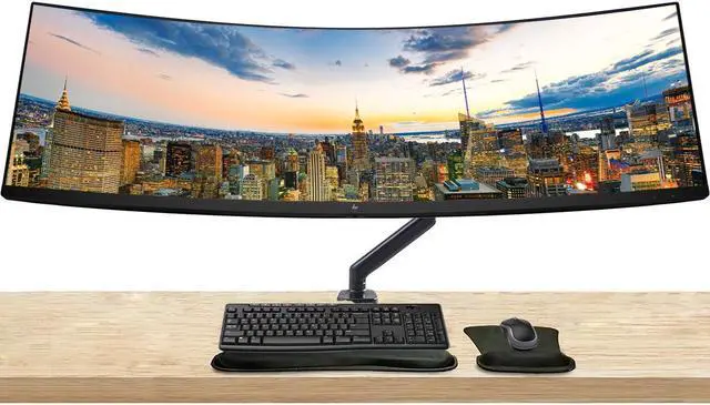 Main image of HP EliteDisplay E45c G5 45 inch 5120 x 1440 DQHD Curved Monitor, Bundle with Full Dock, Ethernet, HDMI, DisplayPort, USB-C, Speaker, MK270 Wireless Keyboard and Mouse, Gel Wrist Pad, and Stand