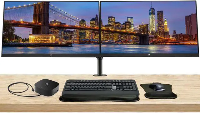 Main image of HP V27i G5 27 inch 1920 x 1080 FHD LCD Monitor, 2-Pack Bundle with HDMI, VGA, and Display Port, Stand, MK540 Wireless Keyboard and Mouse, Wrist Pad, and USB-C Dock