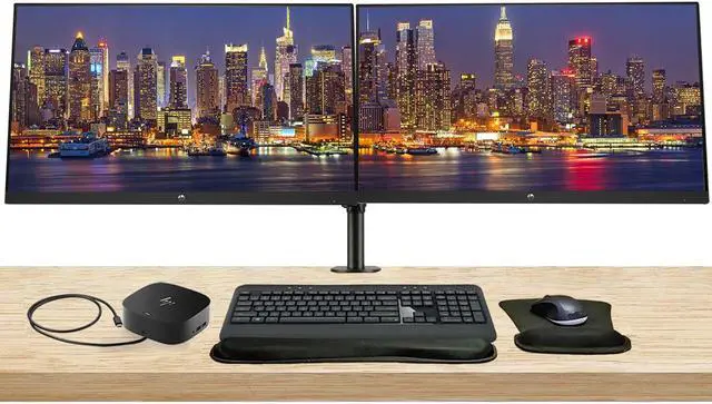 Main image of HP EliteDisplay E27k G5 27 inch 4K UHD IPS Monitor, 2-Pack Bundled with HDMI, USB-C, Ethernet, Display Port, Speakers, Stand, MK540 Wireless Keyboard and Mouse, Wrist Pad, and USB-C Dock