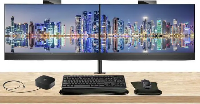 Main image of HP EliteDisplay E27m G4 27 inch 2K Quad HD LED-Backlit LCD IPS Conferencing Monitor, 2-Pack Bundle with HP E27q G5, HDMI, USB Hub, DisplayPort, Camera, Built-in Speaker, Stand, MK270 Wireless Keyboard