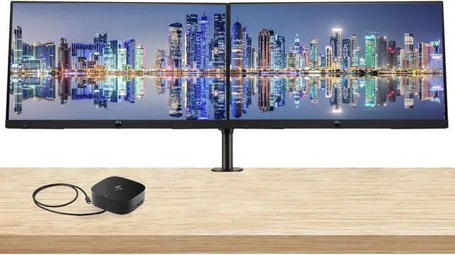 Main image of HP P24h G5 24 inch 1920 x 1080 FHD Edge LED LCD Monitor, 2-Pack Bundle with HDMI, VGA, and Display Port, Built-in Speakers, Desk Mount Dual Monitor Stand and HP USB-C Multiport G5 Dock