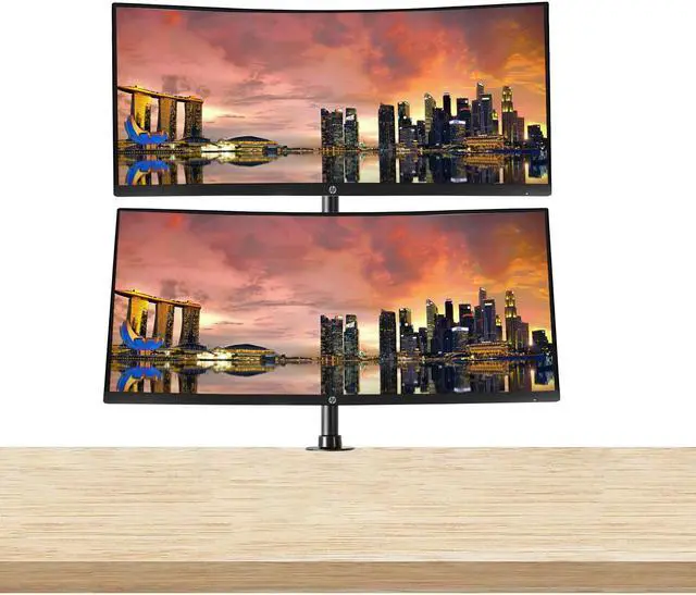 Main image of HP P34HC G4 Curved 34 inch 3440 x 1440 2K WQHD LCD Monitor, 2-Pack Bundle with Built-in Speakers, HDMI, USB-C, and DisplayPort, Desk Mount Monitor Stand