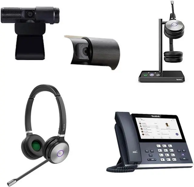 Main image of Yealink MP56 MS Teams IP Corded/Cordless Phone Bundle with WH62 MS Teams Dual Wireless Bluetooth Over Ear Headset for Office, Cam 313 2MP Webcam, Pack of 4