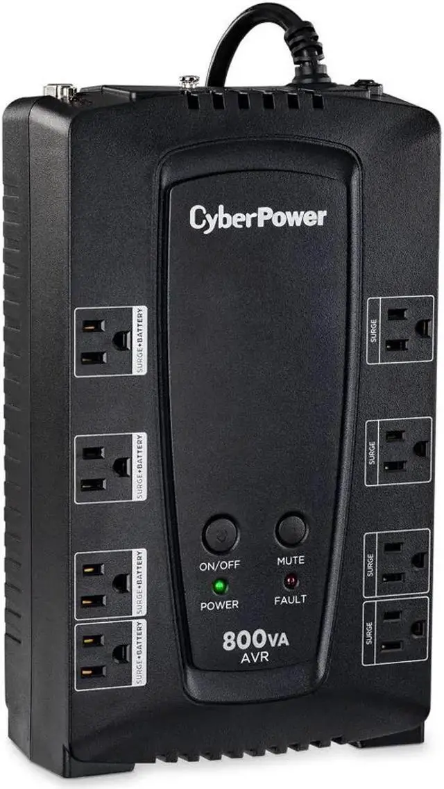 Alt view image 2 of 5 - CyberPower CP800AVR UPS System 800VA/450W Backup Battery Power Supply, LED Indicators, 8 x NEMA 5-15R Outlets, AVR, Remote Management, Bundle with 16GB USB Storage