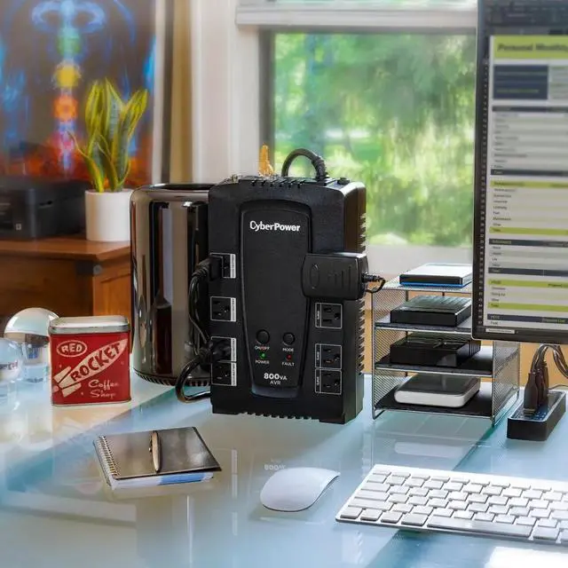 Alt view image 5 of 5 - CyberPower CP800AVR UPS System 800VA/450W Backup Battery Power Supply, LED Indicators, 8 x NEMA 5-15R Outlets, AVR, Remote Management, Bundle with 16GB USB Storage