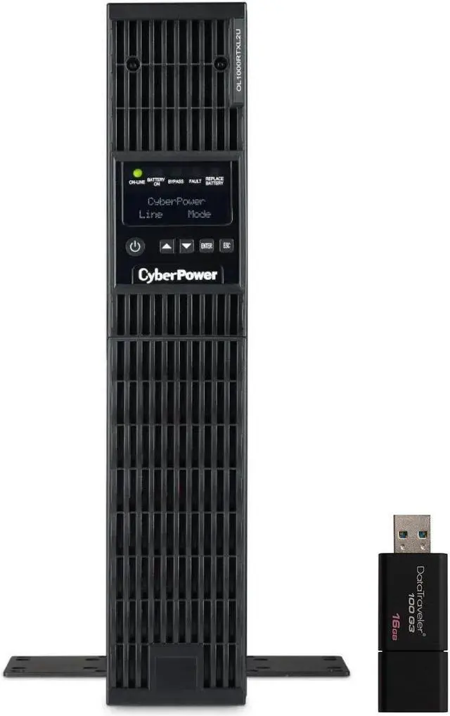 Main image of CyberPower OL1000RTXL2U 2U Rack/Tower Smart App Online UPS System 1000VA/900W Power Supply, Intelligent LCD, 8 x NEMA 5-15R Outlets, AVR, Remote Management, Bundle with 16GB USB Storage
