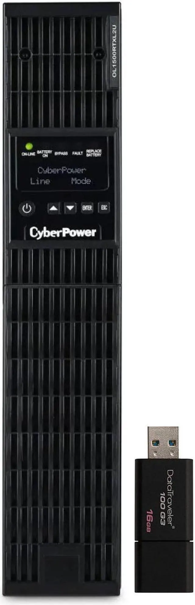 Main image of CyberPower OL1500RTXL2U 2U Rack/Tower Smart App Online UPS System 1500VA/1350W Power Supply, Intelligent LCD, 8 x NEMA 5-15R Outlets, AVR, Remote Management, Bundle with 16GB USB Storage