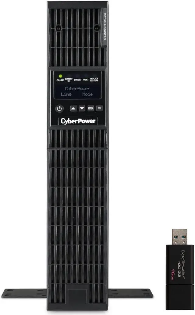 Main image of CyberPower OL2200RTXL2U 2U Rack/Tower Smart App Online UPS System 2200VA/1800W Power Supply, Intelligent LCD, 6 × NEMA 5-20R, 1 × L5-20R, AVR, Remote Management, Bundle with 16GB USB Storage
