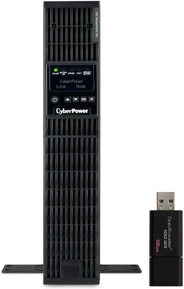 Main image of CyberPower OL3000RTXL2U 2U Rack/Tower Smart App Online UPS System 3000VA/2700W Power Supply, Intelligent LCD, 6 × NEMA 5-20R, 1 × L5-30R, AVR, Remote Management, Bundle with 16GB USB Storage