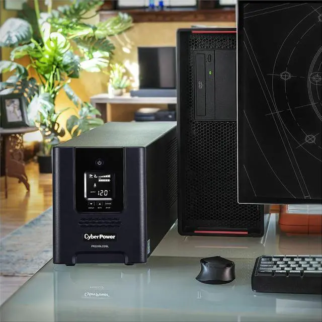 Alt view image 5 of 5 - CyberPower PR2200LCDSL Smart App Sinewave UPS Tower 2070VA/1980W Backup Power Supply, Intelligent LCD, 6 × NEMA 5-20R, 1 × NEMA L5-20R Outlets, Management Software, AVR Bundle with 16GB USB Storage
