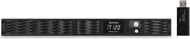 Main image of CyberPower PR1000LCDRT1U 1U Rack Smart App Sinewave UPS System 1000VA/800W Power Supply, Intelligent LCD, 7 x NEMA 5-15R Outlets, AVR, Remote Management, Bundle with 16GB USB Storage