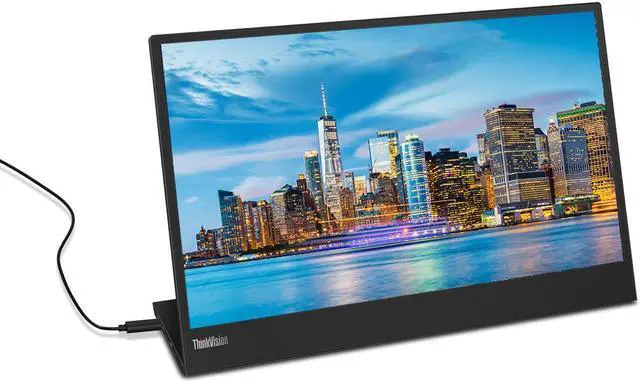 Alt view image 2 of 6 - Lenovo ThinkVision M15 15.6 FHD 1080p Portable Travel Monitor Bundle with USB Type-C, Black Matte Bluetooth Folding Wireless Keyboard, and Black Pebble M350 Bluetooth Wireless Mouse
