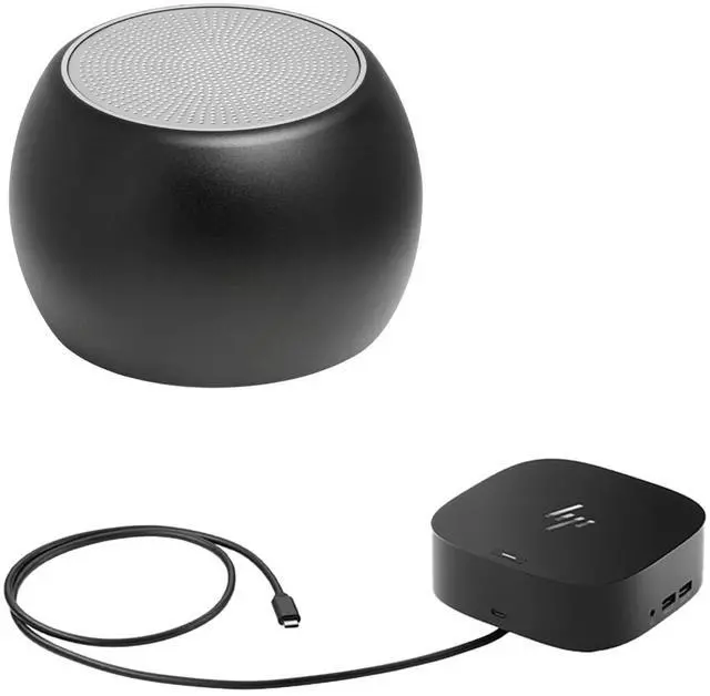 Main image of HP USB-C G5 Dock 100W, Three 4K Displays Supported For Business, HDMI, DisplayPort and USB Hub Bundled with Bluetooth Mini U Speaker and Built-in Mic, 5 Hour Playback