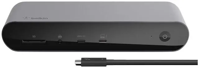 Alt view image 5 of 5 - Belkin Connect Pro Thunderbolt 4 90W Dock Dual 4K Support, HDMI, USB-C, SD Port and USB Hub Bundled With Bluetooth Mini U Speaker with Built-in Mic, 4 Hour Playback, Mac & Surface Compatible