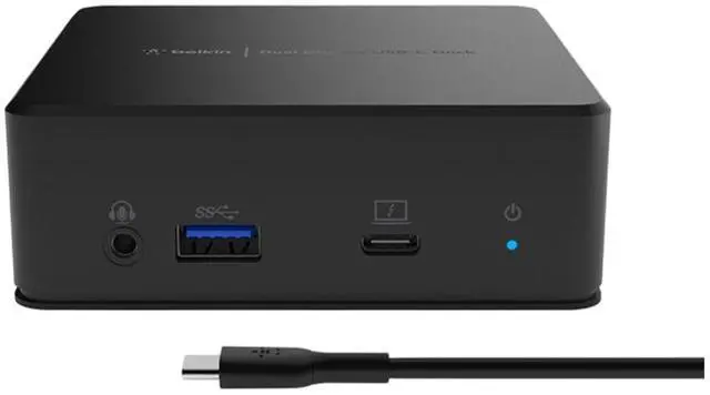 Alt view image 7 of 7 - Belkin Connect Universal USB-C 85W Dock, Dual FHD Support, HDMI, and USB Hub Bundled With Desk Mount Dual Monitor Stand, MK670 Wireless Keyboard & Mouse, Gel Mouse & Wrist Pad