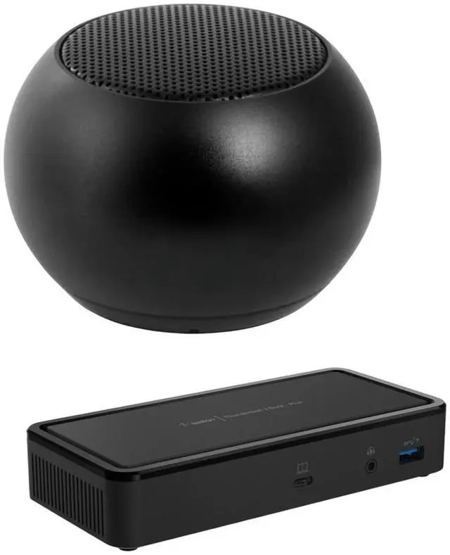Main image of Belkin Thunderbolt 3 Dock Plus 60W, Dual 4K Support, DisplayPort, USB-C and USB Hub Bundled With Bluetooth Mini U Speaker with Built-in Mic, 4 Hour Playback, Mac & Surface Compatible