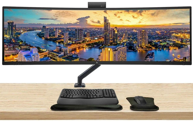 Main image of HP Series 5 Pro 549pm 49 inch 5120 x 1440 DQHD Curved Monitor, with Full Dock, Ethernet, HDMI, DisplayPort, USB-C, Speaker, MK670 Wireless Keyboard and Mouse, Wrist Pad, and Stand