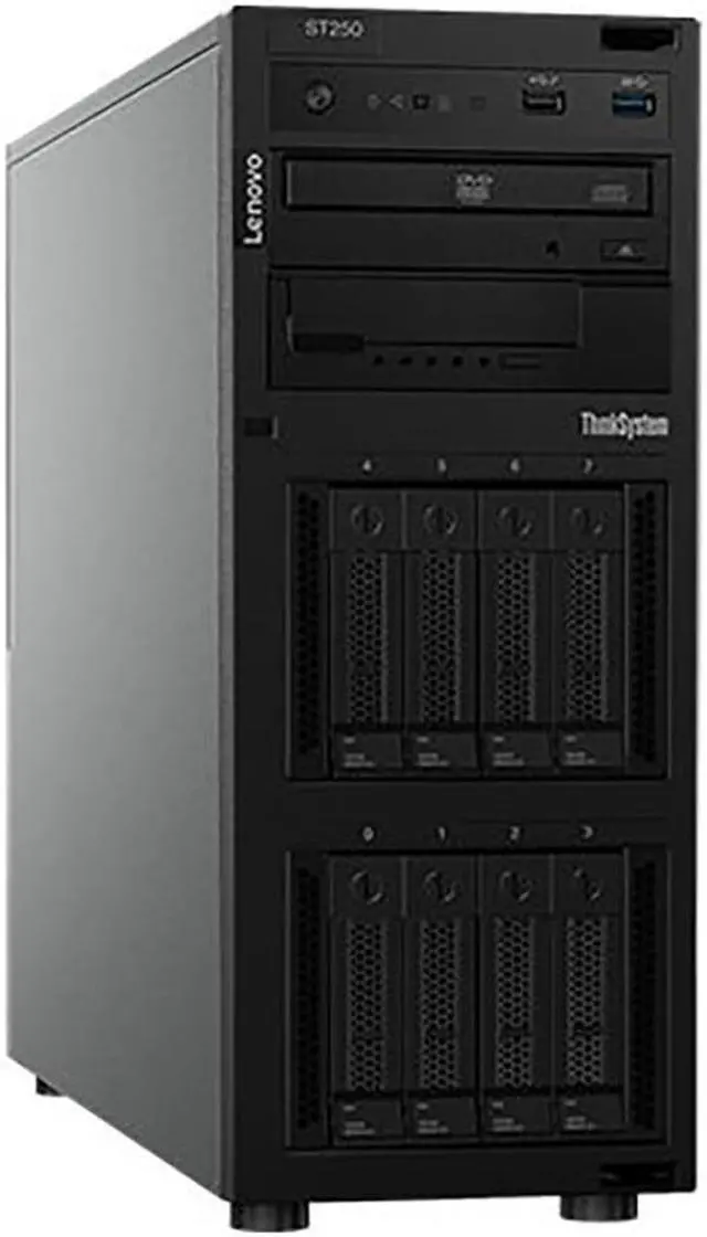 Alt view image 2 of 4 - Lenovo ThinkSystem ST250 Tower Server, Intel Xeon 3.3GHz CPU, 64GB DDR4 2666MHz RAM, 16TB HDD Storage, JBOD RAID