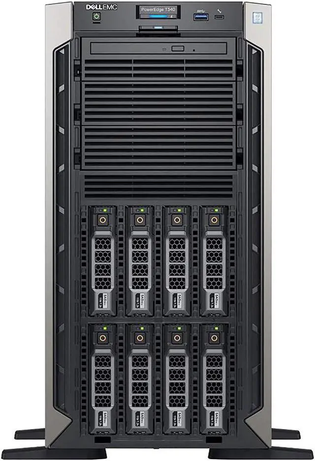 Alt view image 3 of 4 - Dell PowerEdge T340 Tower Server Bundle with 16GB USB Flash Drive, 4 Bay, Intel Xeon E-2124 Quad-Core 3.3GHz 8MB, 64GB DDR4 RAM, 32TB (4 x 8TB) HDD, PERC S140 RAID, Single PSU
