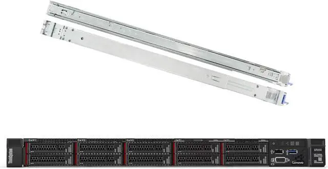 Main image of Lenovo ThinkSystem SR250 Rack Server Bundle with Rail Kit, Intel Xeon E-2136 6-Core 3.3GHz, 32GB DDR4, 16TB HDD, RAID