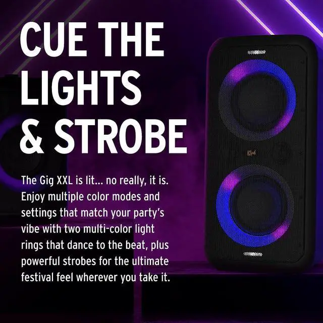 Alt view image 4 of 6 - Klipsch GIG-XXL Wireless Party Speaker with Karaoke Mic and Guitar Input (2023)