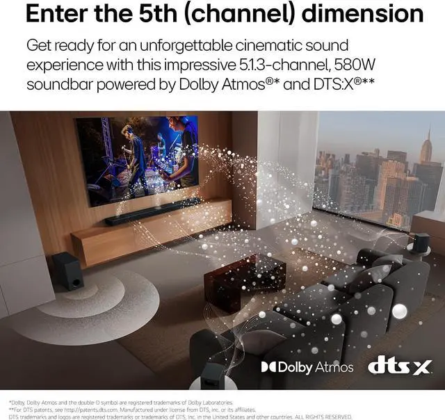 Alt view image 5 of 14 - LG S80TR Home Theater Soundbar 5.1.3 Channel with Rear Speakers and WOW Orchestra (2024)