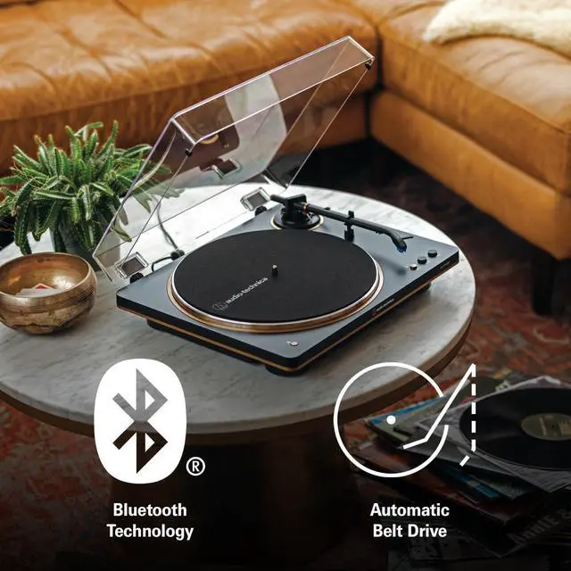 Alt view image 6 of 14 - Audio Technica AT-LP70XBT-BS Automatic Belt-Drive Turntable - Black/Silver