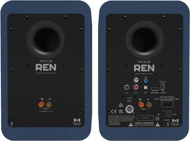 Alt view image 3 of 7 - Kanto REN BLUE Bluetooth Powered Bookshelf Speakers - Matte Blue Pair with 6 Year Amber Protection Plan (2024)