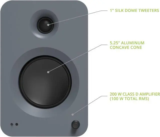 Alt view image 4 of 7 - Kanto REN GREY Bluetooth Powered Bookshelf Speakers - Matte Grey Pair with 1 Year Amber Protection Extension Plan (2024)