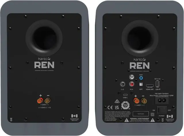 Alt view image 3 of 7 - Kanto REN GREY Bluetooth Powered Bookshelf Speakers - Matte Grey Pair with 1 Year Amber Protection Extension Plan (2024)