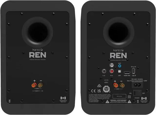 Alt view image 2 of 6 - Kanto REN MB Bluetooth Powered Bookshelf Speakers - Matte Black Pair with 5 Year Amber Protection Plan (2024)