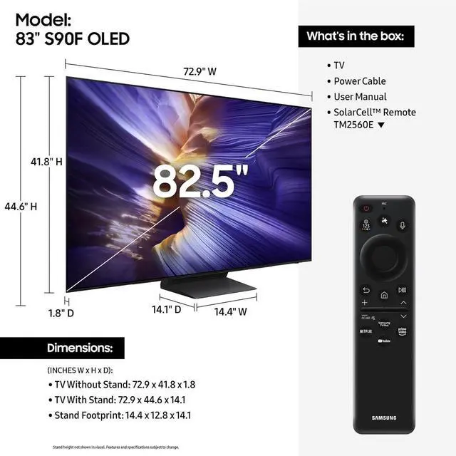 Alt view image 3 of 7 - Samsung QN83S90FAEXZA 83 Inch 4K OLED Smart TV with a Samsung HW-QS700F 3.1.2 Ch Dolby Atmos Soundbar and Subwoofer (2025)