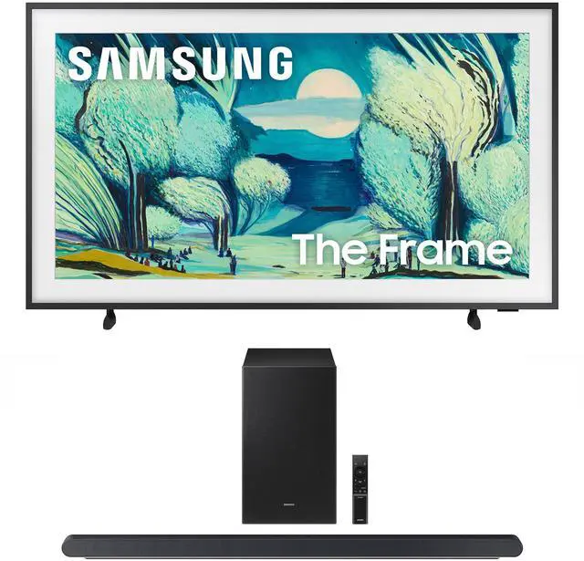 Main image of Samsung QN50LS03FAFXZA 50 Inch The Frame QLED 4K Art Mode Vision AI Smart TV with a Samsung HW-S700D 3.1Ch Ultra-Slim Soundbar and Subwoofer (2025)