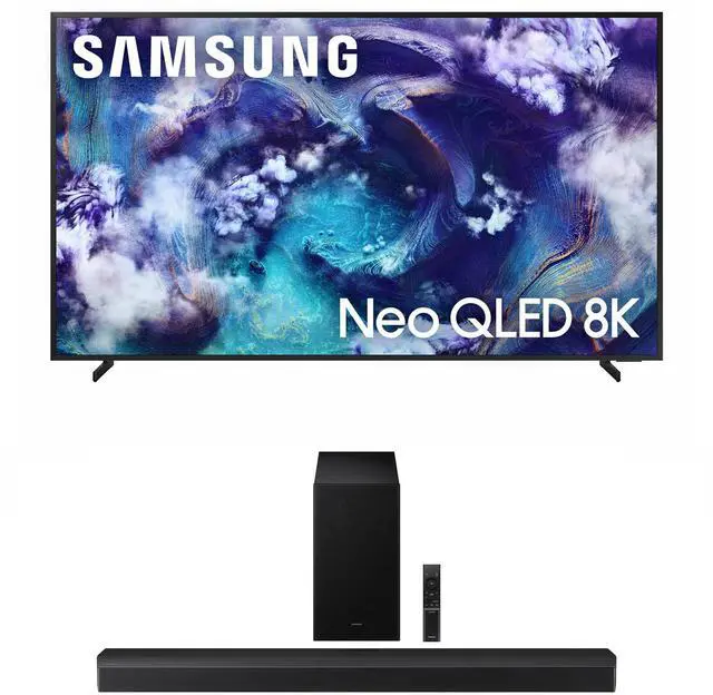 Main image of Samsung QN75QN900FFXZA 75 Inch Neo Quantum HDR 8K Pro QLED Smart TV with a Samsung HW-B750F B Series Soundbar 5.1 Ch and Subwoofer (2025)