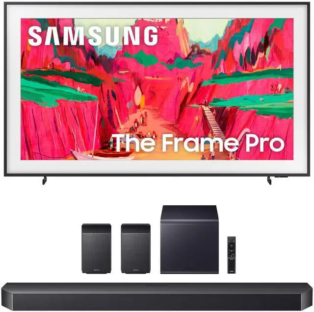 Main image of Samsung QN85LS03FWFXZA 85 Inch The Frame Wireless 4K Neo QLED TV with a Samsung HW-Q990F Q Series Soundbar 11.1.4 Ch Subwoofer with Rear Speakers (2025)